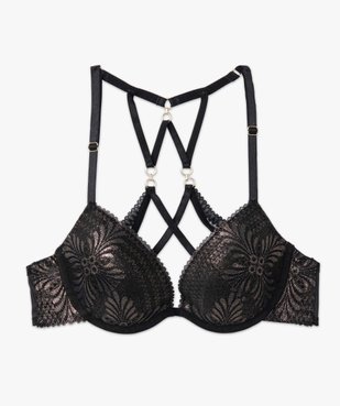 Soutien-gorge corbeille en dentelle avec brides croisées dans le dos vue4 - GEMO(HOMWR FEM) - GEMO