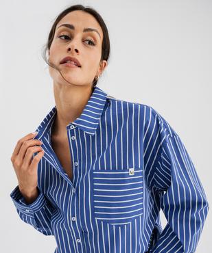 Chemise manches longues en coton rayé femme - LuluCastagnette vue4 - LULUCASTAGNETTE - GEMO