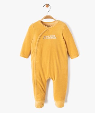 Pyjama bébé en velours doux ouverture devant et broderie vue1 - GEMO(BB COUCHE) - GEMO