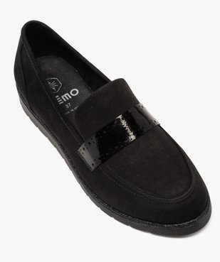 Mocassins femme en suédine unie et bride vernie vue5 - GEMO (CASUAL) - GEMO