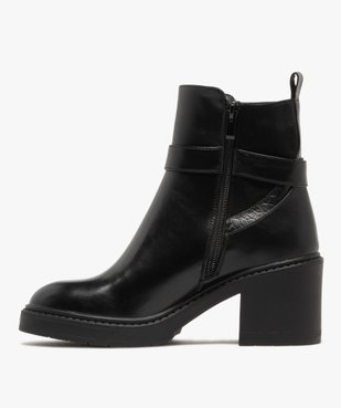 Boots femme à talon carré avec boucle métallisée et détails en suédine vue3 - GEMO(URBAIN) - GEMO