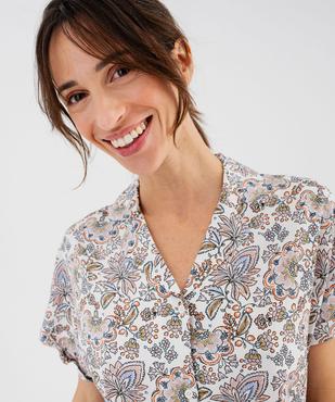 Haut de pyjama forme chemise à manches courtes femme vue4 - GEMO 4G FEMME - GEMO