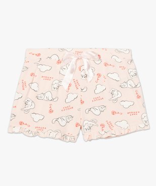 Short de pyjama femme imprimé à petits volants dans le bas motif chats all over vue4 - GEMO(HOMWR FEM) - GEMO