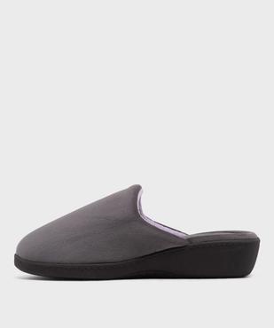 Chaussons mules en velours à talon compensé femme - Isotoner vue3 - ISOTONER - GEMO