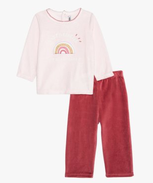 Pyjama bébé fille en velours et motif arc-en-ciel vue1 - GEMO(BB COUCHE) - GEMO