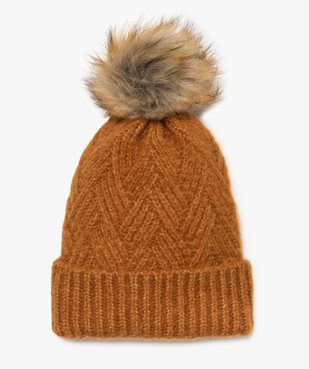 Bonnet femme en grosse maille avec pompon vue1 - GEMO (ACCESS) - GEMO