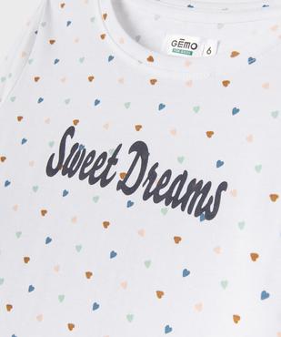 Pyjama en coton à motifs coeurs fille vue2 - GEMO 4G FILLE - GEMO
