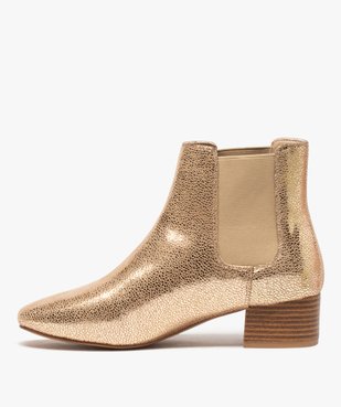 Boots femme unies style chelsea à talon carré vue3 - GEMO (CASUAL) - GEMO