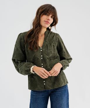 Blouse en coton à motifs brodés femme vue1 - GEMO(FEMME PAP) - GEMO