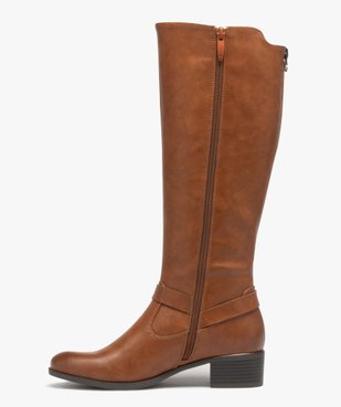 Bottes femme unies style cavalières à double zip vue3 - GEMO (CASUAL) - GEMO