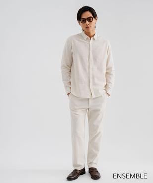 Ensemble chemise manches longues et pantalon en lin écru pour homme - GEMO