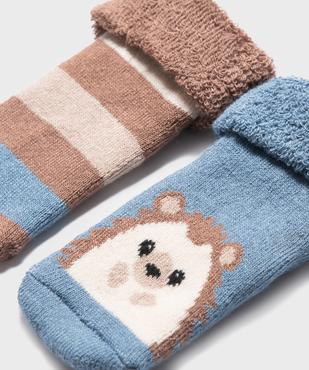Bottons en coton avec intérieur bouclette motif hérisson bébé (lot de 2) vue2 - GEMO 4G BEBE - GEMO