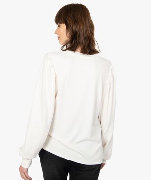 Sweat femme en maille légère et manches froncées vue3 - GEMO(FEMME PAP) - GEMO