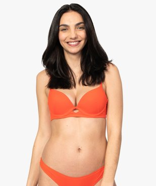 Haut de maillot de bain femme push-up maille côtelée vue1 - GEMO (PLAGE) - GEMO