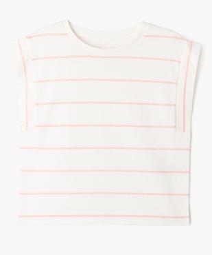 Tee-shirt manches ultra courtes à rayures coupe oversize fille vue1 - GEMO 4G FILLE - GEMO