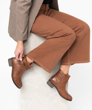 Boots femme unies avec tige drapée et bride décorative vue1 - GEMO (CASUAL) - GEMO