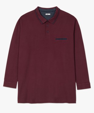 Polo homme à manches longues avec liserés contrastants vue4 - GEMO (G TAILLE) - GEMO