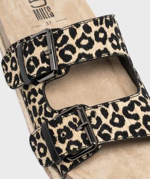 Mules double bride en textile à motif léopard avec semelle plateforme femme - 5 Miles vue6 - 5 MILES - GEMO