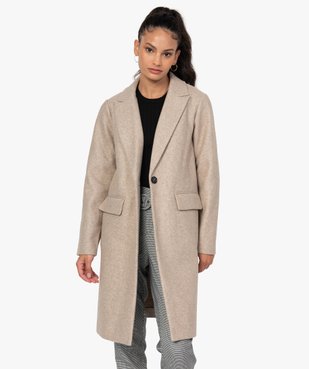 Manteau femme mi-long à col tailleur et fermeture 1 bouton vue1 - GEMO(FEMME PAP) - GEMO