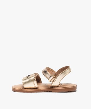 Sandales bébé fille en cuir brodées chat fermeture scratch vue3 - GEMO(BEBE DEBT) - GEMO