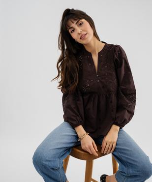 Blouse brodée à manches longues femme vue1 - GEMO(FEMME PAP) - GEMO