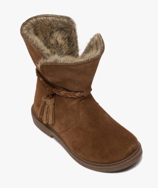 Boots fille zippées dessus cuir et col fourrure imitation vue5 - GEMO (ENFANT) - GEMO