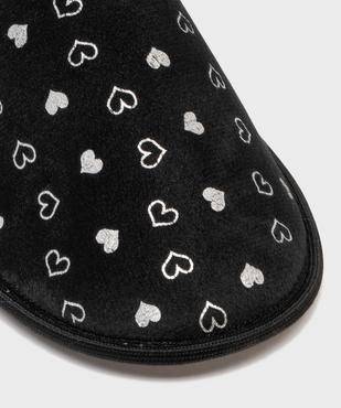 Chaussons mules en velours à motif cœurs brillants femme vue6 - GEMO 4G FEMME - GEMO
