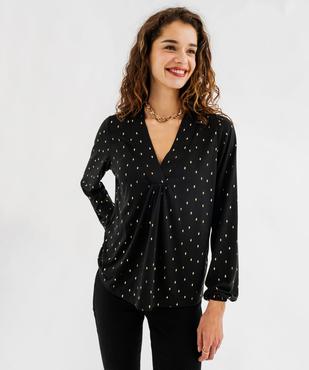 Tee-shirt manches longues imprimé col V fantaisie femme vue1 - GEMO 4G FEMME - GEMO