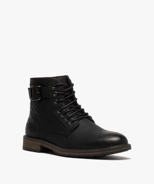 Boots homme unis zippés avec lacets et boucle décorative vue2 - GEMO (CASUAL) - GEMO