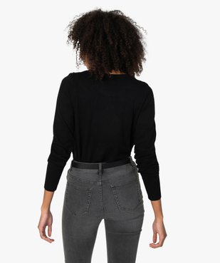Pull femme en maille fine à col rond et boutons sur les épaules vue3 - GEMO(FEMME PAP) - GEMO