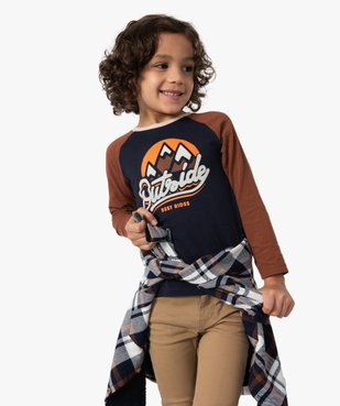 Tee-shirt garçon à manches longues multicolore à motif velours vue1 - GEMO (ENFANT) - GEMO