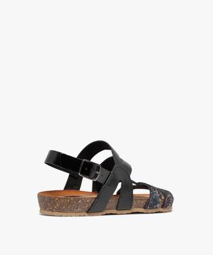 Sandales plates avec brides en cuir scintillantes et vernies femme vue5 - PIU NATURA - GEMO