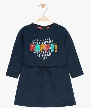 Robe bébé fille matière sweat à manches longues vue1 - GEMO(BEBE DEBT) - GEMO
