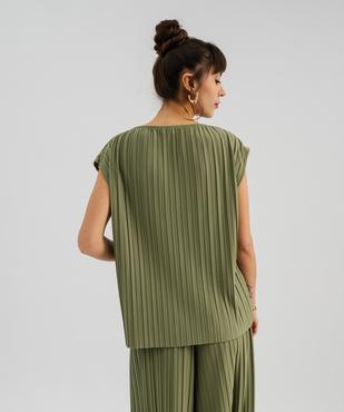 Tee-shirt sans manches loose en maille plissée femme vue3 - GEMO(FEMME PAP) - GEMO