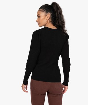 Pull femme avec manches froncées et boutons sur l’épaule vue3 - GEMO(FEMME PAP) - GEMO