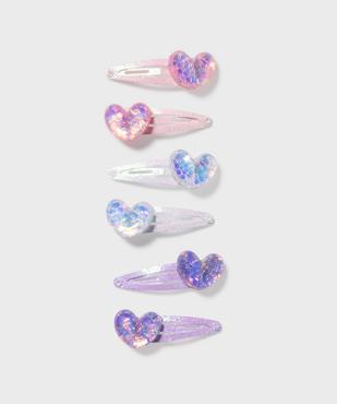Barrettes cheveux clic-clac pailletées motifs coeurs fille (lot de 6) vue2 - GEMO (ACCESS) - GEMO
