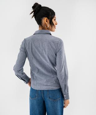 Chemise rayée en coton stretch femme vue3 - GEMO(FEMME PAP) - GEMO