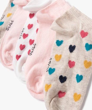 Chaussettes fille ultra-courtes motif cœurs (lot de 5) vue2 - GEMO (ENFANT) - GEMO