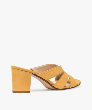 Sandales femme mules à talon en suédine unie vue4 - GEMO(URBAIN) - GEMO