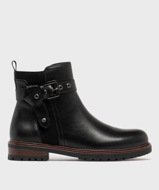 Boots femme à zip et détails suédés avec bride fantaisie  vue8 - GEMO (CASUAL) - GEMO