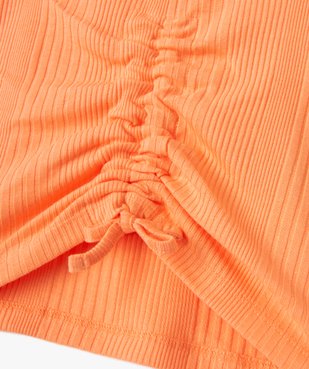 Tee-shirt fille en maille côtelée avec cordons coulissant sur l’avant vue2 - GEMO (JUNIOR) - GEMO