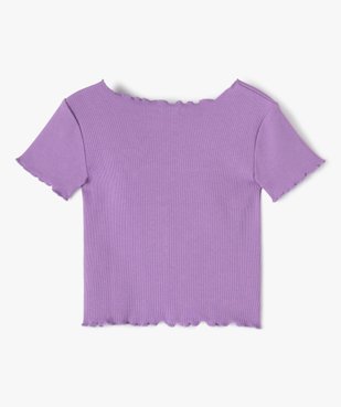 Tee-shirt fille à manches courtes finition roulottée et effet de relief vue3 - GEMO (ENFANT) - GEMO