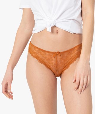 Culotte femme en microfibre et dentelle lot de 2 cognac GEMO