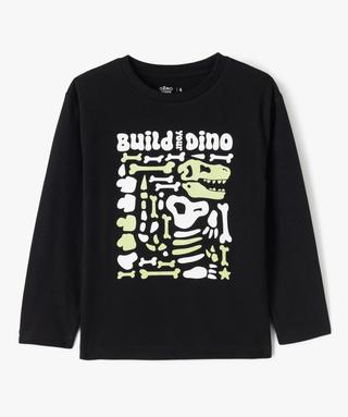 Tee-shirt Manches Longues Et Col Roulé Imprimé Dinosaures ... Marron