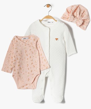 Coffret cadeau naissance bébé ensemble layette 3 pièces brassière