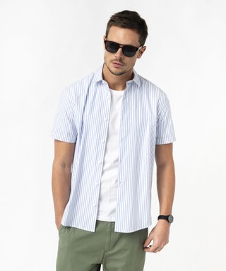 DDP chemise manches courtes regular bleue rayée homme taille