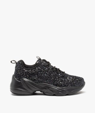 Baskets fille unies couvertes de paillettes Fila Alamo noir GEMO