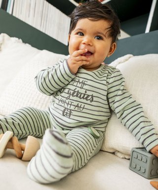 pyjama bebe garcon en velours a haut raye multicolore bebe
