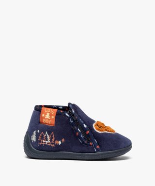 Chaussons b b gar on doux zip Lulu Castagnette bleu GEMO