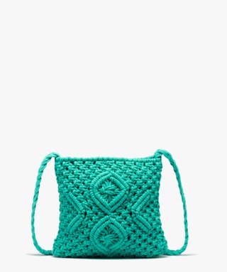 Sac bandouli re femme en maille tress e bleu GEMO